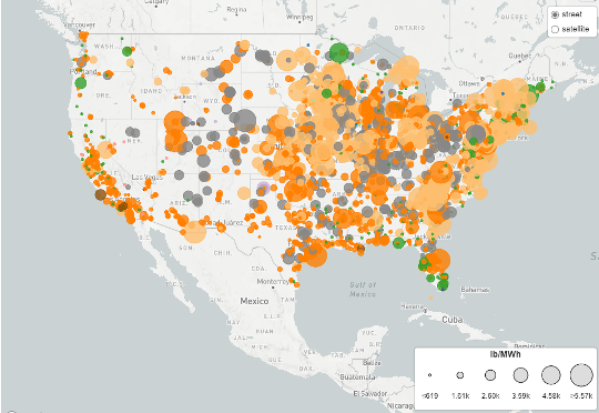 screenshot of online egrid's interactive data explorer map