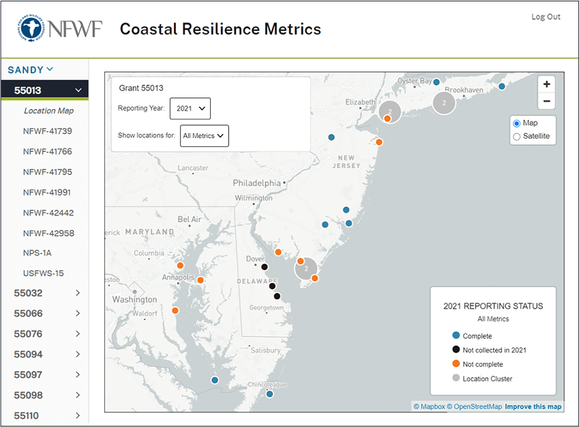 coastal resilience metrics database