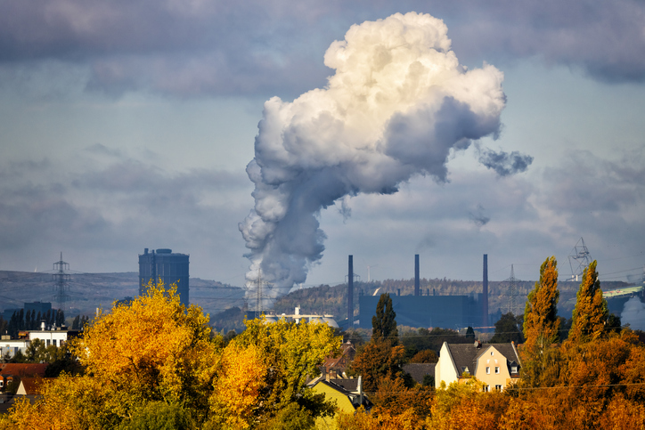 Industrial autumn landscape in the Ruhr, Germany