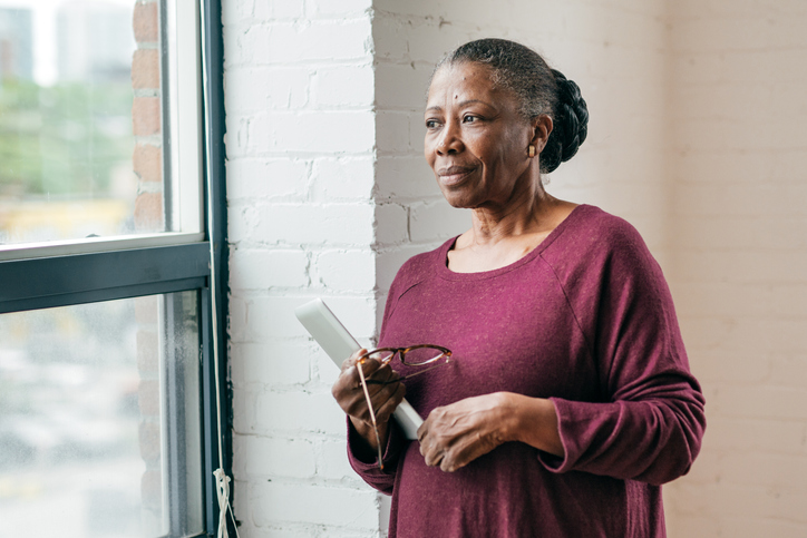 Senior women at home using tablet