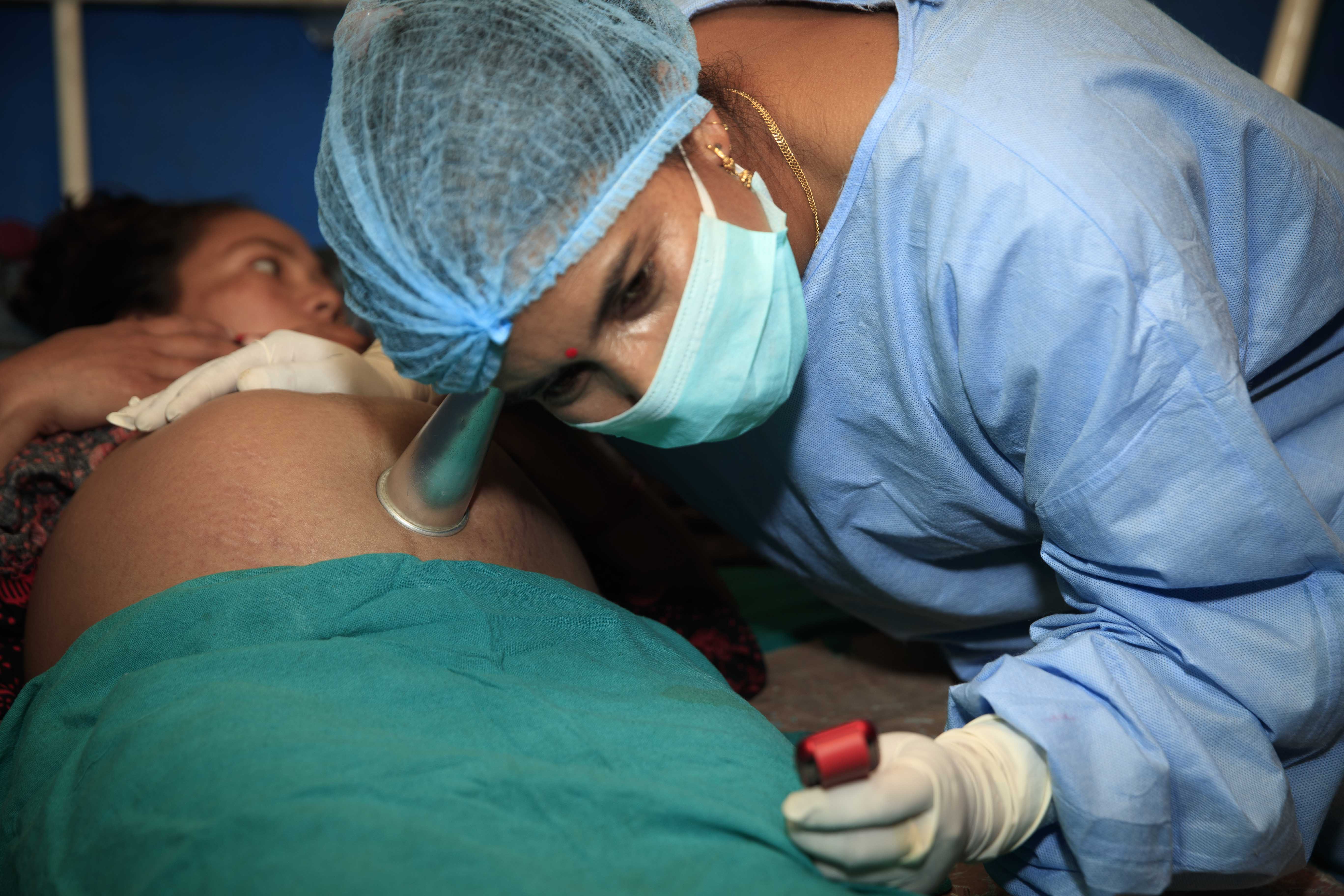 Nepal woman in labor