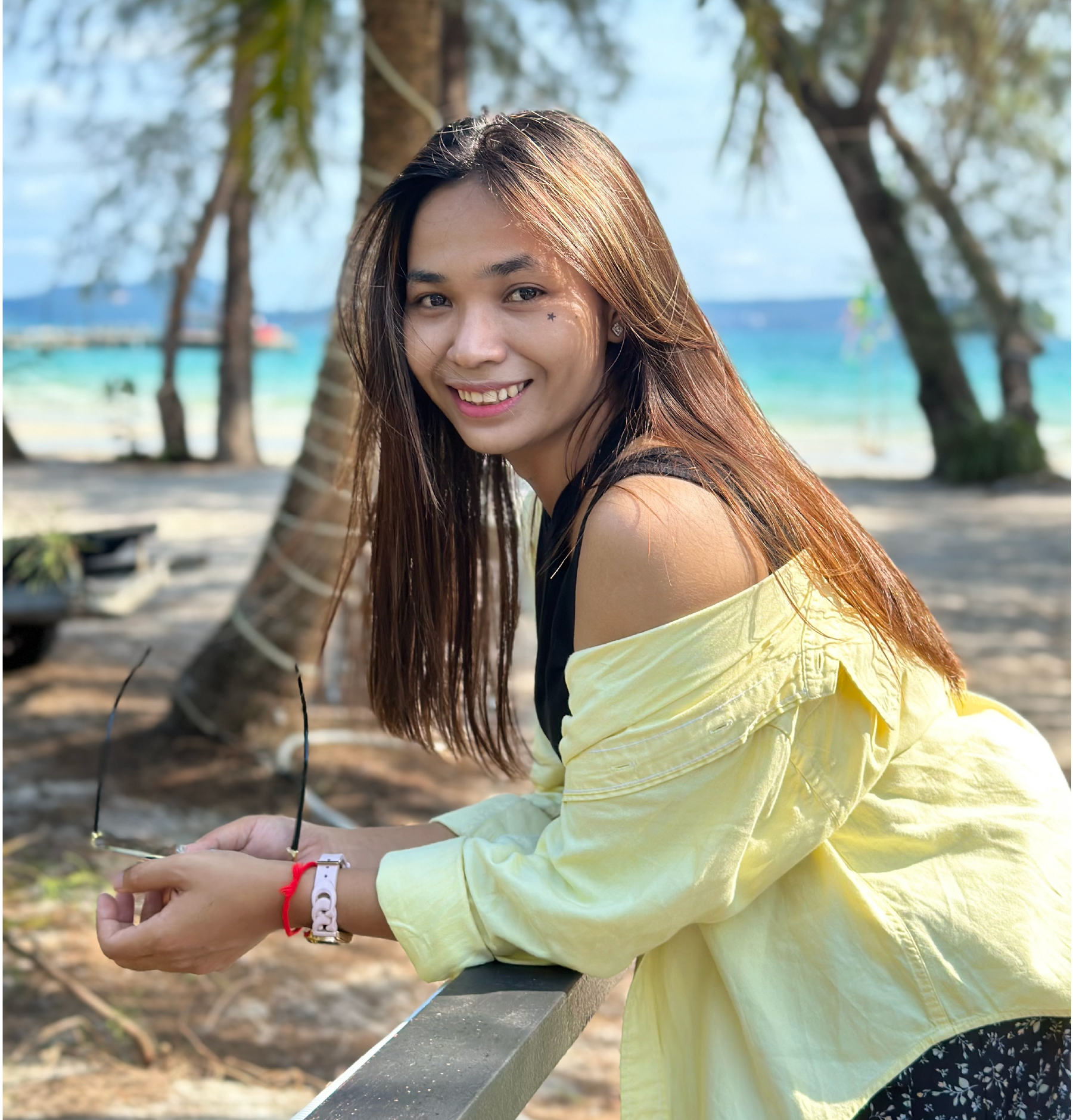 Abt employee, Sophea Sang, at sea in Koh Rong, Cambodia.