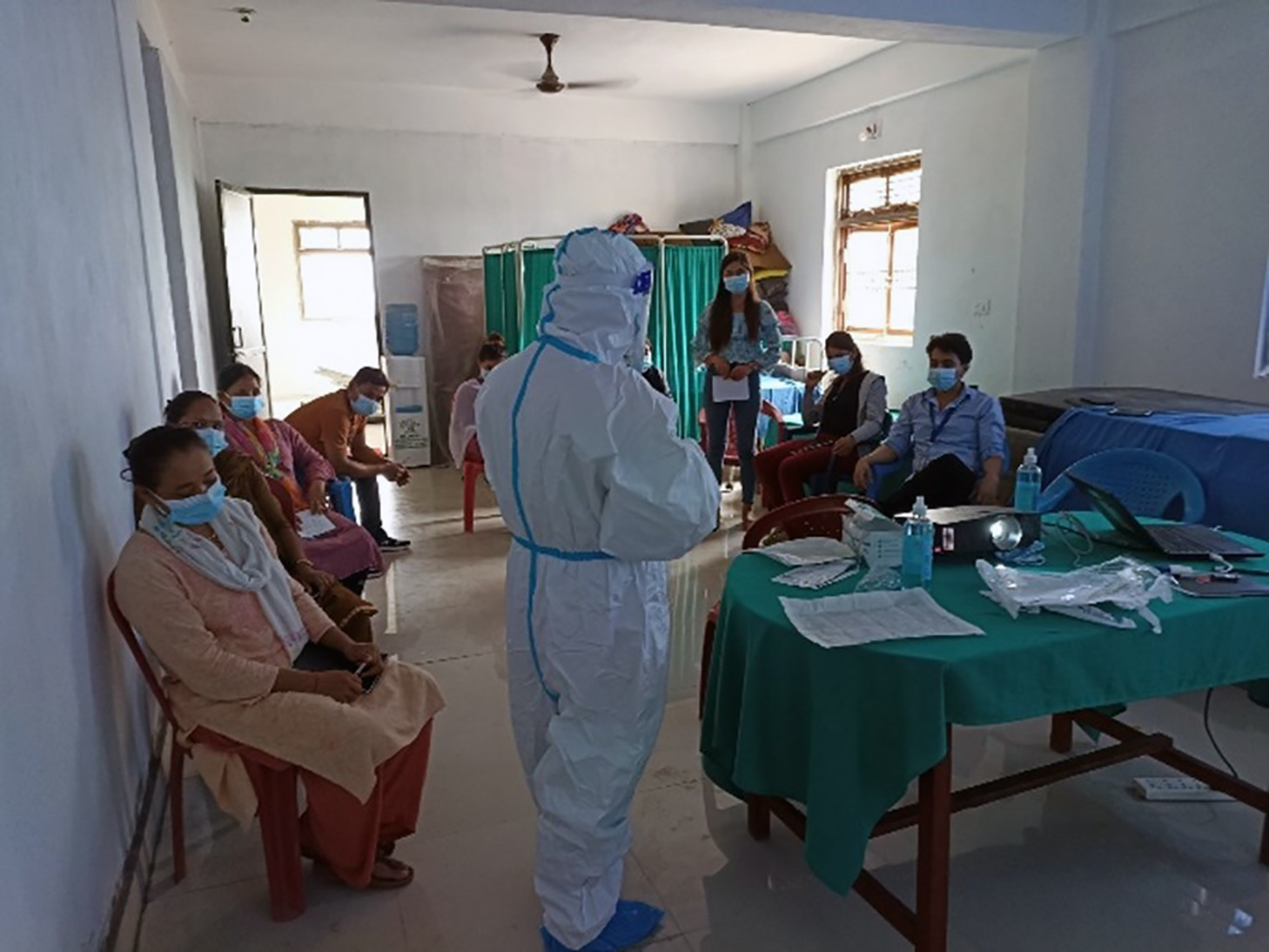 onsite coaching on use of personal protective equipment and infection prevention and control in tulsipur