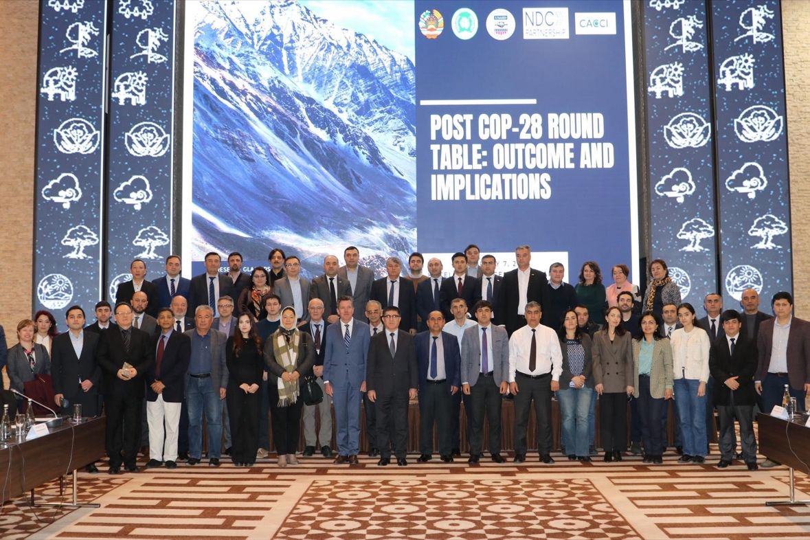 Participants in a February roundtable event in Dushanbe, Tajikistan, discussed the country's post-COP28 plans, including methane emission reduction strategies. Photo: Courtesy of IFPRI