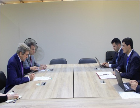 Meeting with U.S. Special Presidential Envoy for Climate. Kerry visited the Tajikistan Pavilion and urged the government to join the Global Methane Pledge.