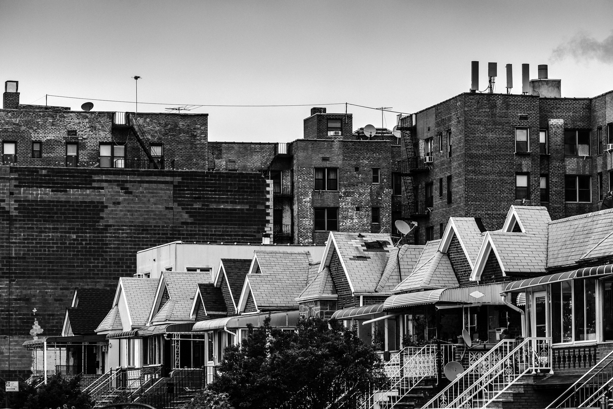 row houses in urban area