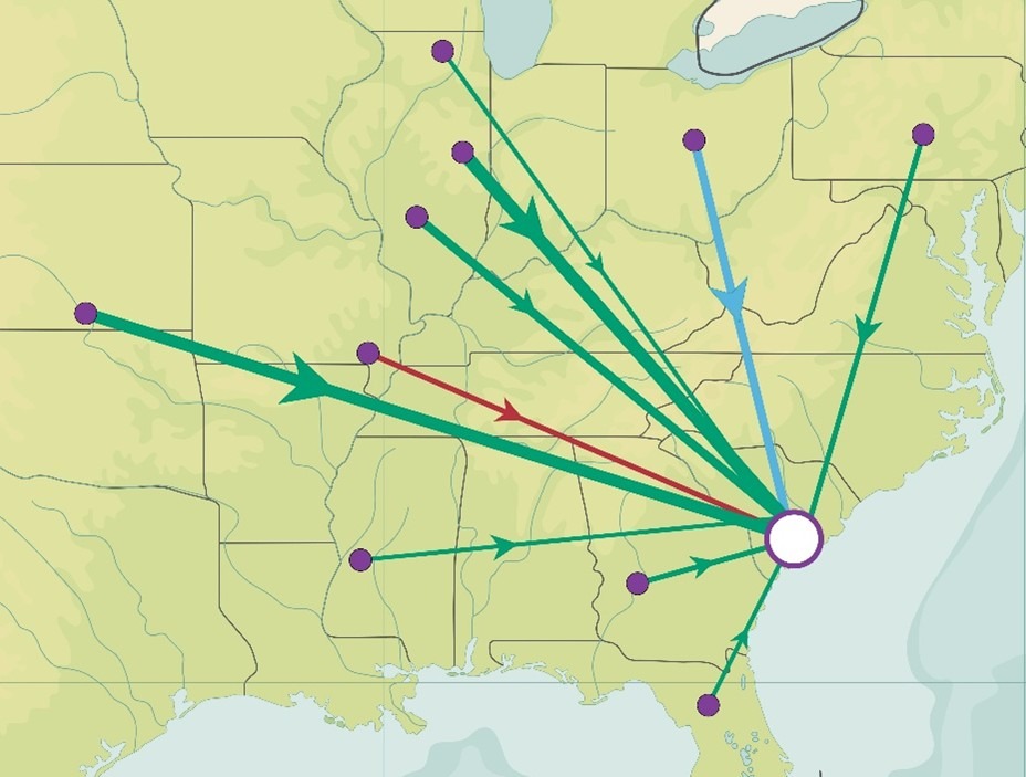 EPA can visualize chemical transfer pathways and analyze patterns across regions.