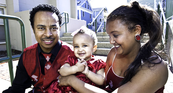 family on stoop