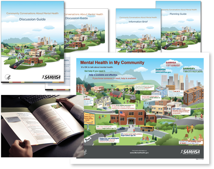 Collage of SAMHSA mental health materials