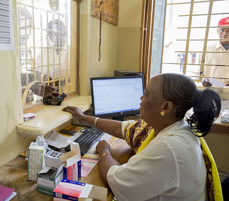 Patients receive medication at a pharmacy in Thies, Senegal. Abt Global is leading multiple programs aimed at creating a more effective, better-managed health system in Senegal that ensures a healthier, more productive population. Photo credit: Jessica Scranton