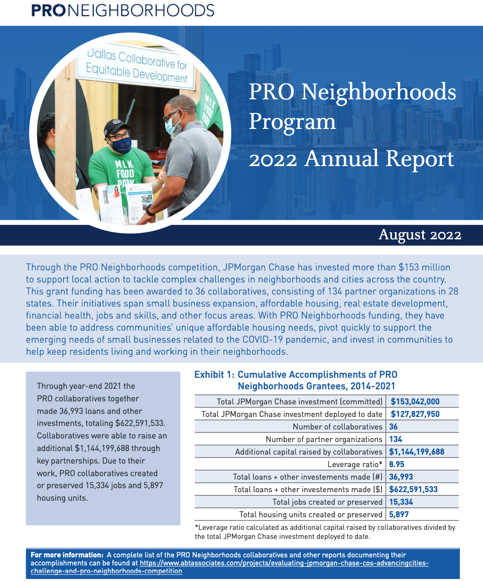 PRO Neighborhoods Program 2022 Annual Report