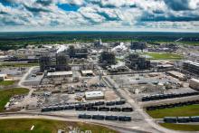 Aerial view of a chemical manufacturing plant just outside of New Orleans, Louisiana