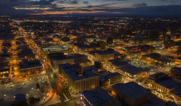 nighttime view of wyoming city
