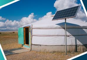 Central Asian hut with solar panels