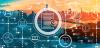 computer graphic over city scape