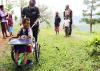 smiling girl in a wheelchair