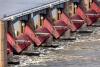Spillway gates at Lock and Dam No. 11 on the Mississippi River near Dubuque, Iowa, USA