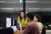Happy business colleagues working in modern office